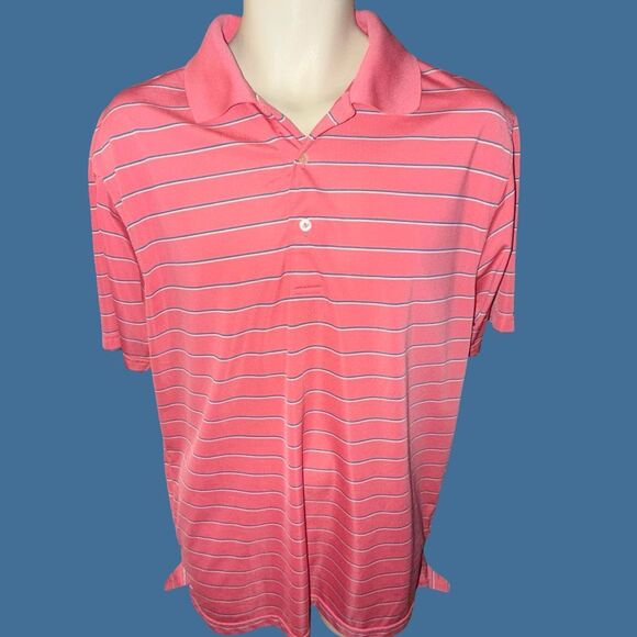 Peter Millar Summer Comfort Pink Stripe Golf Polo Size Medium #52 - Picture 3 of 6